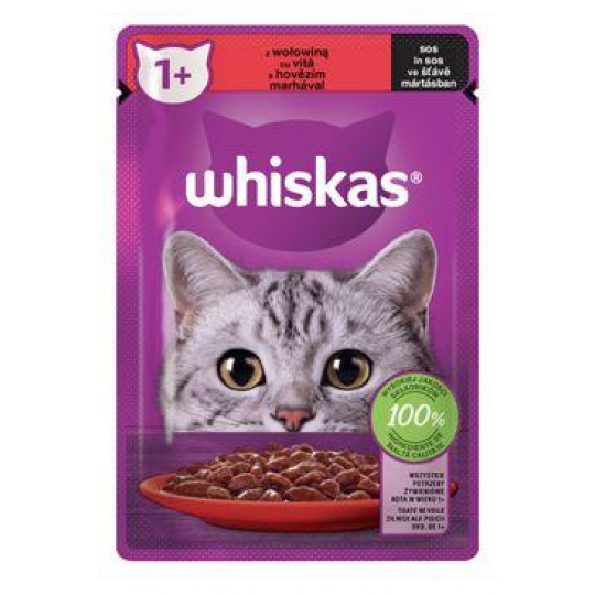 Whiskas kapsa Core hovězí ve šťávě 85g