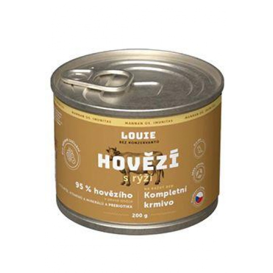 Louie Dog konz. Hovězí s rýží a prebiotiky 200g Louie Dog konz. Hovězí s rýží a prebiotiky 200g