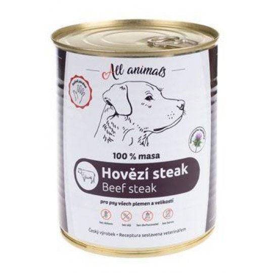 All Animals DOG konz. Hovězí steak 800g