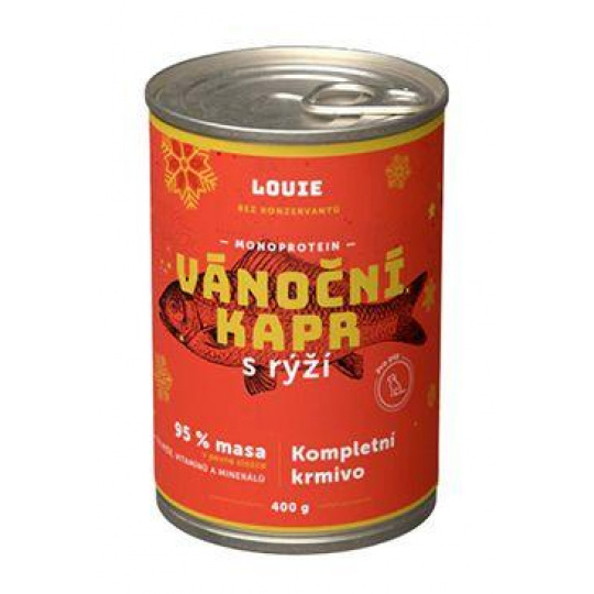Louie Dog konz. Vánoční kapr s rýží 400g
