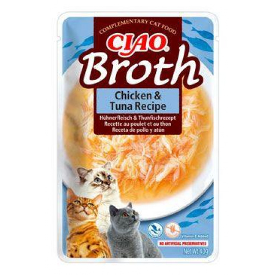 Inaba CIAO Broth Cat Kapsička Kura & Tuniak 1 ks 40 g