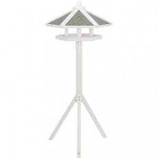 NATURA venkovní krmítko se stříškou a silem, 1,45m, 65x46cm, borové dřevo, bílá - LIMITOVANÁ NABÍDKA