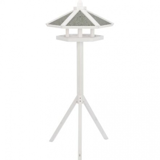 NATURA venkovní krmítko se stříškou a silem, 1,45m, 65x46cm, borové dřevo, bílá - LIMITOVANÁ NABÍDKA