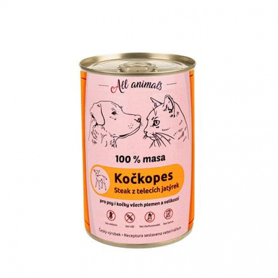 ALL ANIMALS konzerva KOČKOPES telecí jatýrka 400 g