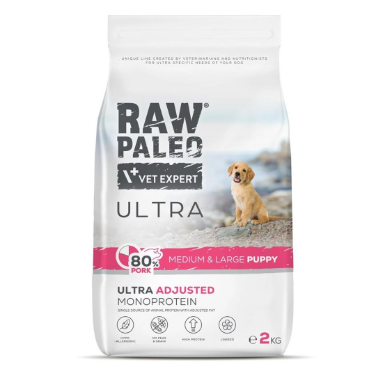 RAW PALEO Ultra Pork Medium & Large Puppy - suché krmivo pro psy - 2kg