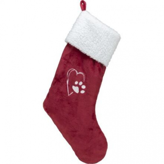 Xmas STOCKING - vánoční ponožka, 47 cm, plyš,  červená/bílá