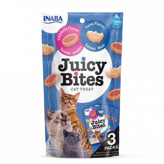 INABA Juicy Bites Chicken and tuna - pamlsek pro kočky - 3 x 11g