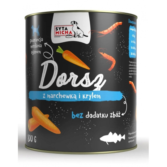 SYTA MICHA Cod with carrot and krill - mokré krmivo pro psy - 800g