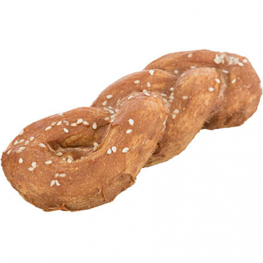 DentaFun Chicken Bread, žvýkací pletýnka z buvolí kůže s masem [50 ks], 15 cm / 75 g