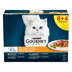 PURINA  Gourmet Perle Duck, turkey, lamb, tuna - mokré krmivo pro kočky - 12x85 g