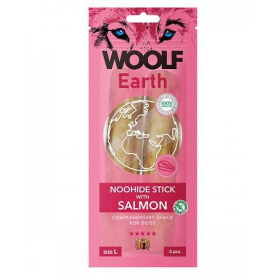 Pamlsok Woolf Dog Earth NOOHIDE L Sticks with Salmon 85 g
