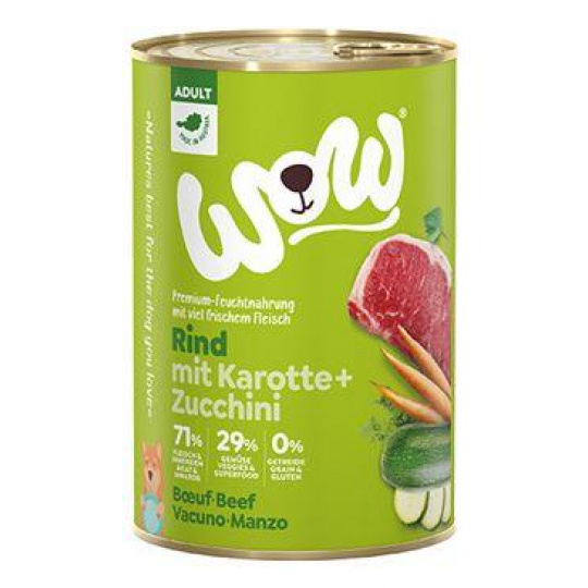 WOW Dog konz. Adult hovězí s karotkou 400g