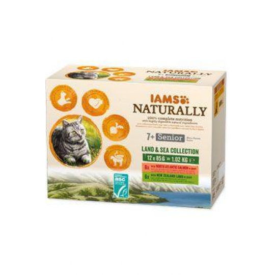 Iams Cat Senior Naturally kapsa Land&Sea in grav12x85g