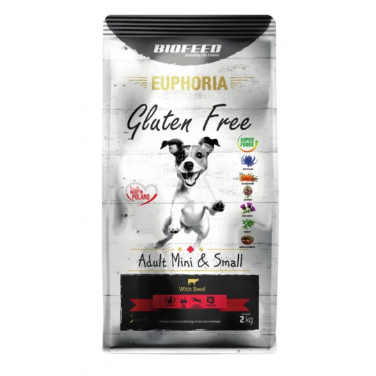 BIOFEED Euphoria Gluten Free Adult mini & small Beef - suché krmivo pro psy - 2kg