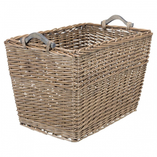 Proutěný koš se dvěma madly, 60 x 40 x 40 cm, hnědá