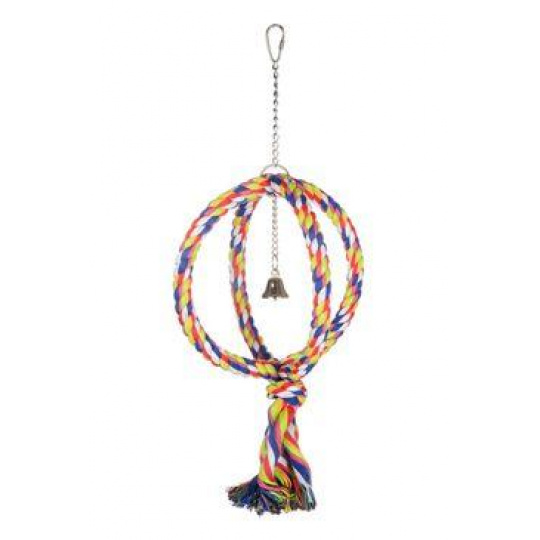 Hračka pro velké papoušky bavlněný kruh se zvonkem Hračka pro velké papoušky bavlněný kruh se zvonkem