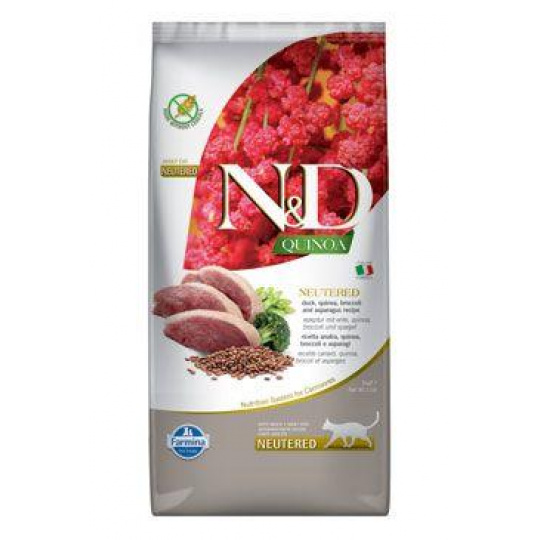 Farmina N&D cat QUINOA (GF) adult, neutered, duck, broccoli & asparagus 5 kg