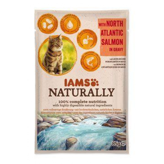 Iams Cat Adult Naturally kapsa Salmon in gravy 85g