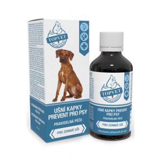 Ušní kapky Prevent pro psy TOPVET 50ml Ušní kapky Prevent pro psy TOPVET 50ml
