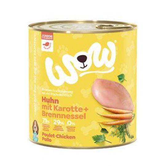 WOW Dog konz. Junior kuřecí s karotkou 800g