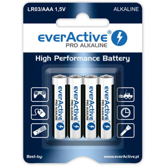 EverActive Pro Alkalické baterie LR6 AA - blistr po 4 kusech