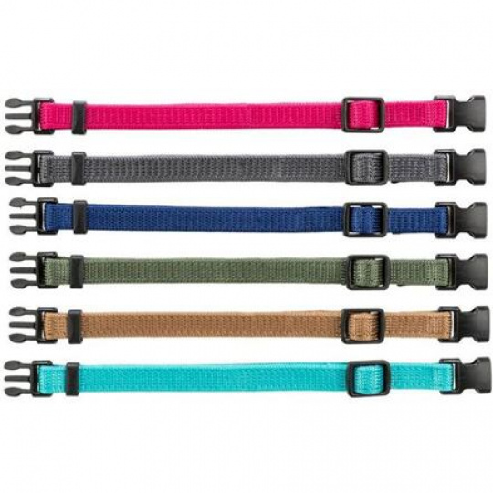 Balení nylon.rozeznávacích obojků pro štěňata S-M 17-25cm/10mm, fuchs,šedá,mod,khaki,oříšk,oceán