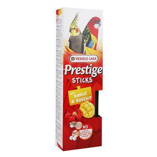 Pamlsok VL Prestige Sticks Big Parakeets with Mango & Rosehip topping 2 ks- tyčinka pre stredné papagáje s moangom a šípkami 140 g