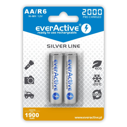 Nabíjecí baterie everActive Ni-MH R6 AA 2000 mAh Silver Line - 2 kusy