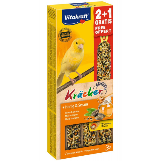 VITAKRAFT Kräcker Honey and sesame - pamlsky pro kanárky - 2 + 1