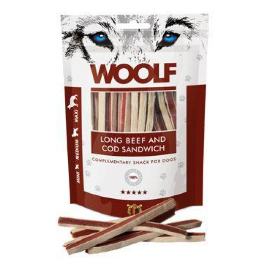 WOOLF Classic poch. Long Beef and Cod Sandwich 100g