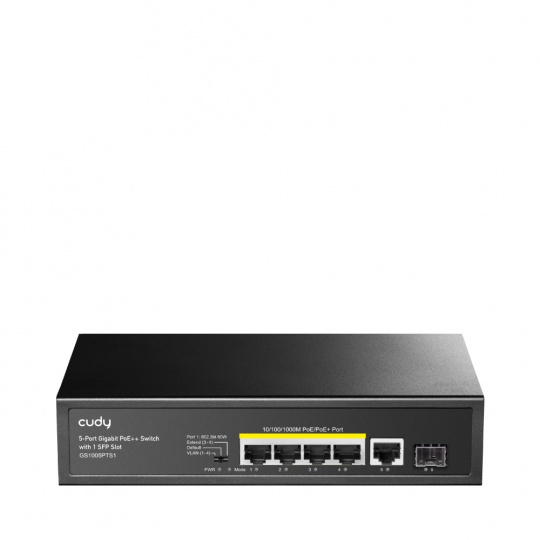 Cudy GS1005PTS1 síťový přepínač Gigabit Ethernet (10/100/1000) Podpora napájení po Ethernetu (PoE) Černá