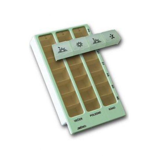 Dávkovač léků týdenní typ 02 sv.zelený+typ 04zd Dávkovač léků týdenní typ 02 sv.zelený+typ 04zd