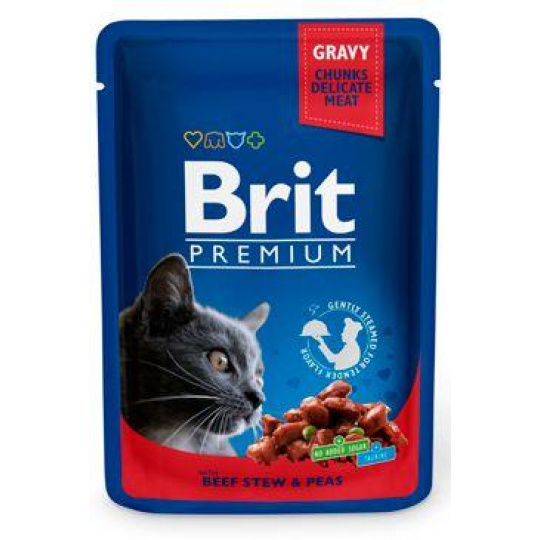 Brit Premium Cat kapsa with Beef Stew & Peas 100g