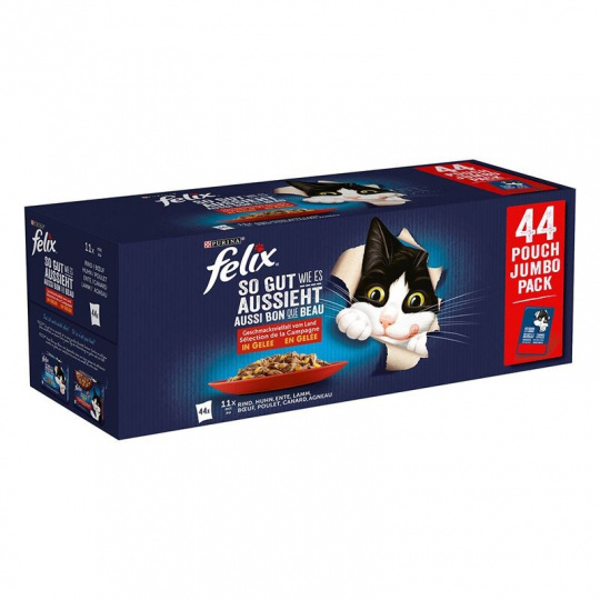 Nestlé FELIX Fantastic cat Multipack hovädzie&kura&losos&tuniak želé kapsička 44x85 g