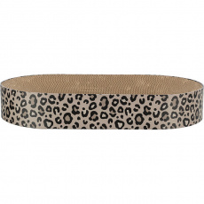 Kartonové škrabací lůžko LEO, s catnipem, 63 x 10 x 35 cm, hnědá/leopardí