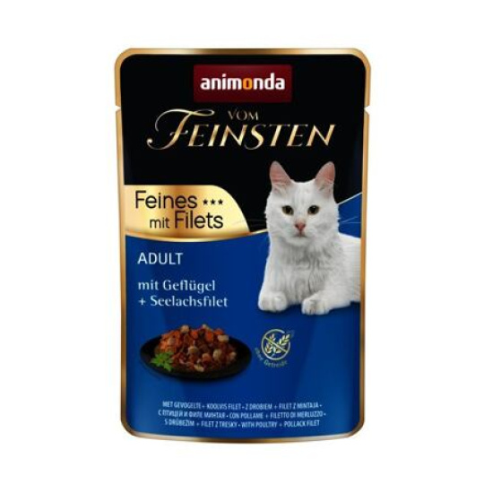 Vom Feinsten Adult FEINES m.Fillets - drůbeží + treska filet, kapsička pro kočky 85 g