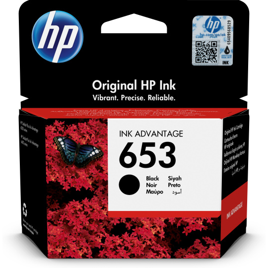 HP Černá originální inkoustová kazeta 653 Advantage