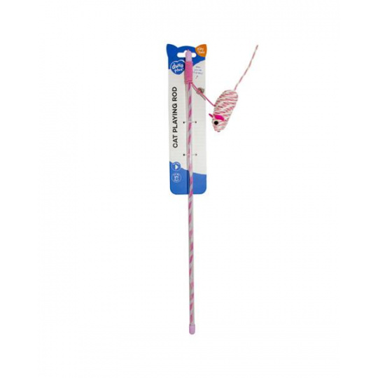 Hračka DUVO + tyč na hranie s myšou z brúsneho papiera ružová 47x15x4cm