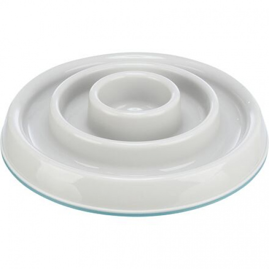 Miska k pomalému krmení, design kruhy, 0,45 l/o 23 cm, plast/TPR, šedá