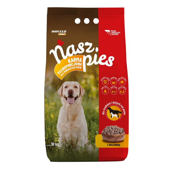 BIOFEED Nasz Pies medium & large Beef - suché krmivo pro psy - 15kg