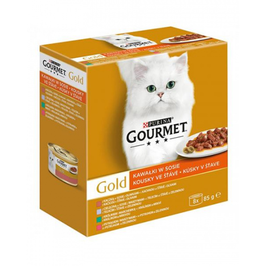 Gourmet Gold konz. kočka kousky ve šť.zelen. pack8x85g