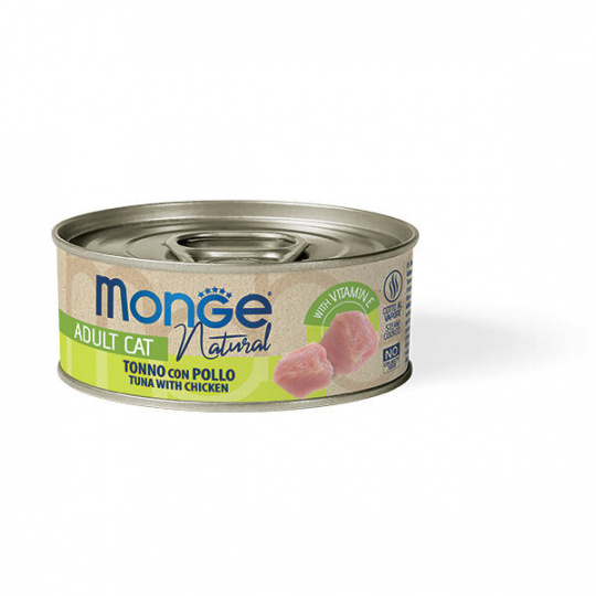MONGE NATURAL kousky tuňáka s kuřecím masem pro kočky 80 g