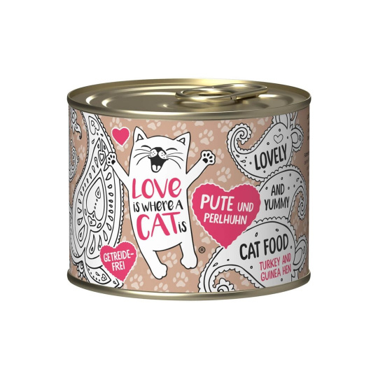 LOVE IS WHERE A CAT IS®  Turkey with guinea fowl - mokré krmivo pro kočky - 200g