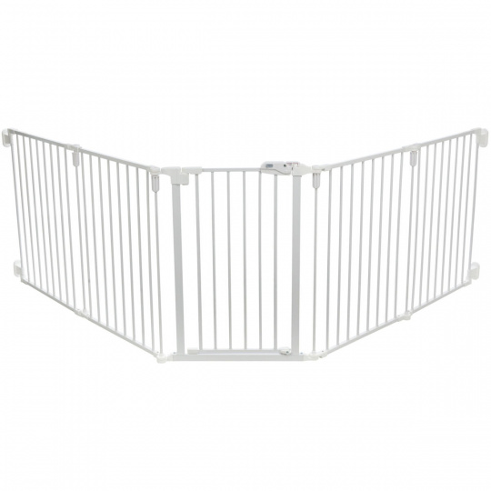 Zábrana pro psy s dvířky, 5 dílů, 62.5-300 x 76.5 cm, lakovaný kov