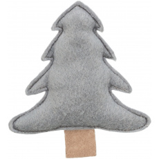 Vánoční stromek s catnipem, 10.5 cm, filc, šedá