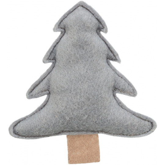 Vánoční stromek s catnipem, 10.5 cm, filc, šedá