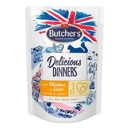 Butcher's Cat Delic.Dinners kuře+játra kapsa 100g