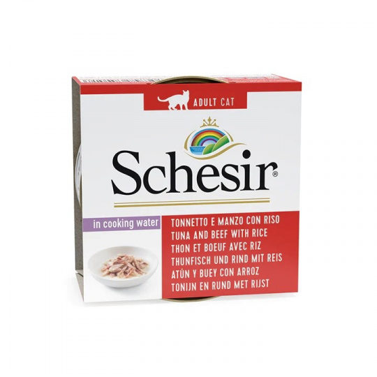 SCHESIR in cooking water Tuna with beef and rice - mokré krmivo pro kočky - 85 g