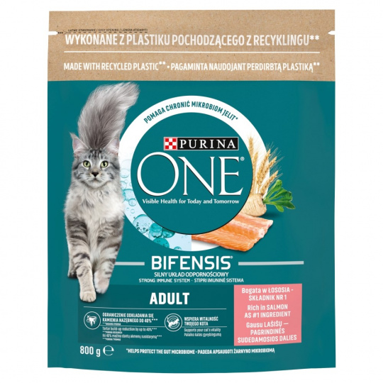 PURINA One Bifensis Adult Salmon - suché krmivo pro kočky - 800 g