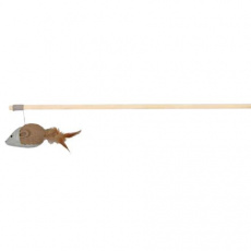 Udice s hračkou myš s peřím 50 cm Udice s hračkou myš s peřím 50 cm